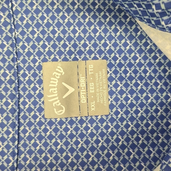 Callaway Opti-Dri Men's XXL Blue Polo Shirt Geometric - Picture 2 of 7